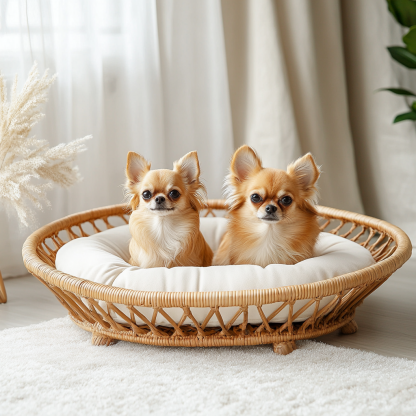 Pet bed, wicker dog bed, cat bed, American-style retro solid wood animal house furniture, Teddy Bichon Frise dog mattress - Image 9