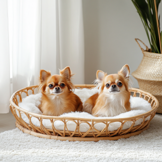 Pet bed, wicker dog bed, cat bed, American-style retro solid wood animal house furniture, Teddy Bichon Frise dog mattress