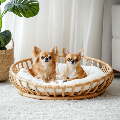 Pet bed, wicker dog bed, cat bed, American-style retro solid wood animal house furniture, Teddy Bichon Frise dog mattress - Image 6