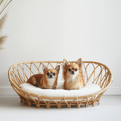 Pet bed, wicker dog bed, cat bed, American-style retro solid wood animal house furniture, Teddy Bichon Frise dog mattress - Image 9