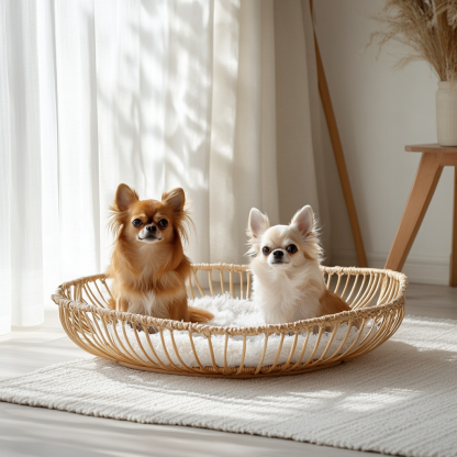 Pet bed, wicker dog bed, cat bed, American-style retro solid wood animal house furniture, Teddy Bichon Frise dog mattress - Image 8