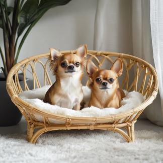 Pet bed, wicker dog bed, cat bed, American-style retro solid wood animal house furniture, Teddy Bichon Frise dog mattress