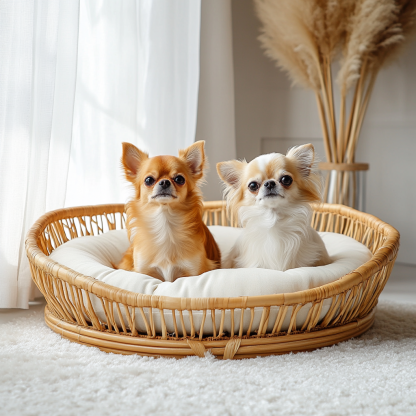 Pet bed, wicker dog bed, cat bed, American-style retro solid wood animal house furniture, Teddy Bichon Frise dog mattress - Image 9