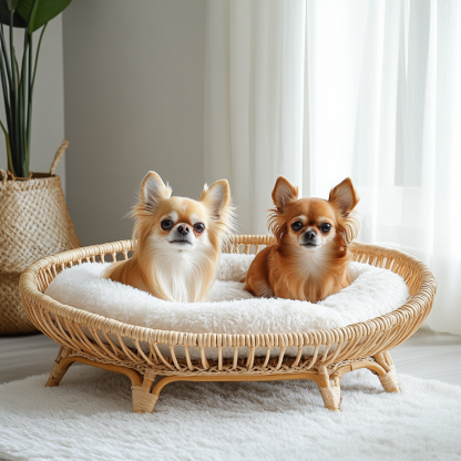 Pet bed, wicker dog bed, cat bed, American-style retro solid wood animal house furniture, Teddy Bichon Frise dog mattress - Image 9