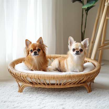 Pet bed, wicker dog bed, cat bed, American-style retro solid wood animal house furniture, Teddy Bichon Frise dog mattress - Image 8