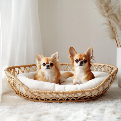 Pet bed, wicker dog bed, cat bed, American-style retro solid wood animal house furniture, Teddy Bichon Frise dog mattress - Image 9