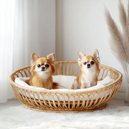 Pet bed, wicker dog bed, cat bed, American-style retro solid wood animal house furniture, Teddy Bichon Frise dog mattress - Image 8