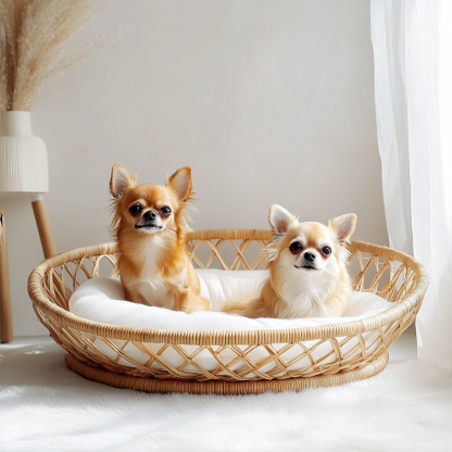 Pet bed, wicker dog bed, cat bed, American-style retro solid wood animal house furniture, Teddy Bichon Frise dog mattress - Image 8