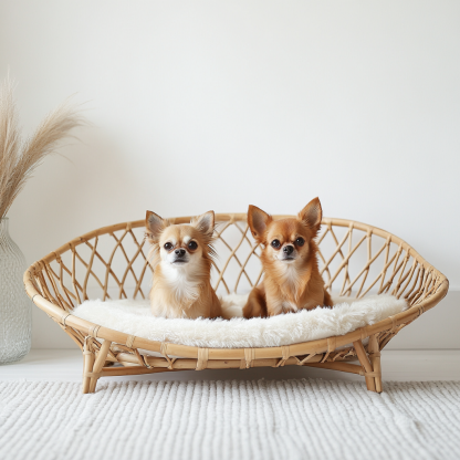 Pet bed, wicker dog bed, cat bed, American-style retro solid wood animal house furniture, Teddy Bichon Frise dog mattress - Image 7