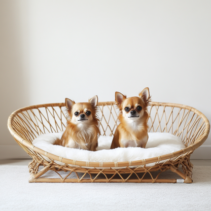 Pet bed, wicker dog bed, cat bed, American-style retro solid wood animal house furniture, Teddy Bichon Frise dog mattress - Image 6