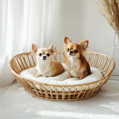 Pet bed, wicker dog bed, cat bed, American-style retro solid wood animal house furniture, Teddy Bichon Frise dog mattress - Image 7