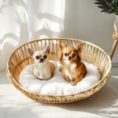 Pet bed, wicker dog bed, cat bed, American-style retro solid wood animal house furniture, Teddy Bichon Frise dog mattress - Image 6