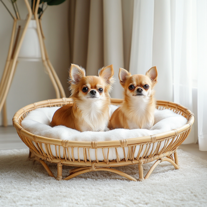 Pet bed, wicker dog bed, cat bed, American-style retro solid wood animal house furniture, Teddy Bichon Frise dog mattress - Image 9