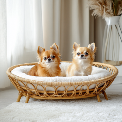 Pet bed, wicker dog bed, cat bed, American-style retro solid wood animal house furniture, Teddy Bichon Frise dog mattress - Image 8