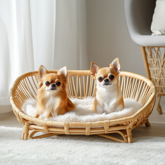 Pet bed, wicker dog bed, cat bed, American-style retro solid wood animal house furniture, Teddy Bichon Frise dog mattress