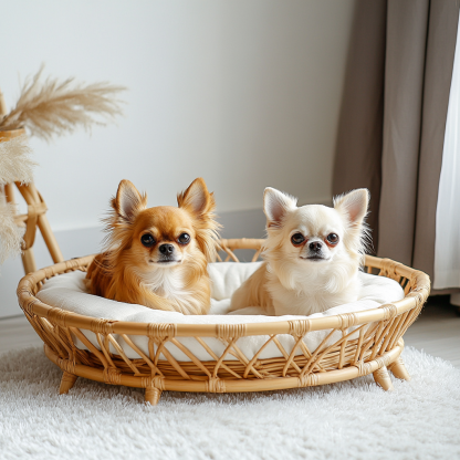 Pet bed, wicker dog bed, cat bed, American-style retro solid wood animal house furniture, Teddy Bichon Frise dog mattress - Image 6