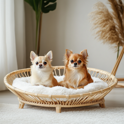 Pet bed, wicker dog bed, cat bed, American-style retro solid wood animal house furniture, Teddy Bichon Frise dog mattress - Image 7