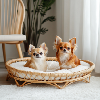 Pet bed, wicker dog bed, cat bed, American-style retro solid wood animal house furniture, Teddy Bichon Frise dog mattress