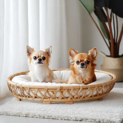 Pet bed, wicker dog bed, cat bed, American-style retro solid wood animal house furniture, Teddy Bichon Frise dog mattress - Image 6