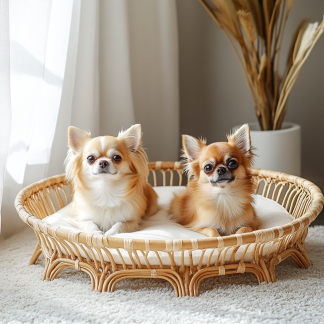 Pet bed, wicker dog bed, cat bed, American-style retro solid wood animal house furniture, Teddy Bichon Frise dog mattress