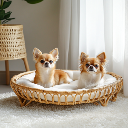 Pet bed, wicker dog bed, cat bed, American-style retro solid wood animal house furniture, Teddy Bichon Frise dog mattress - Image 4