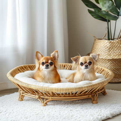 Pet bed, wicker dog bed, cat bed, American-style retro solid wood animal house furniture, Teddy Bichon Frise dog mattress - Image 3