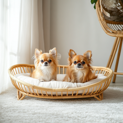 Pet bed, wicker dog bed, cat bed, American-style retro solid wood animal house furniture, Teddy Bichon Frise dog mattress - Image 2