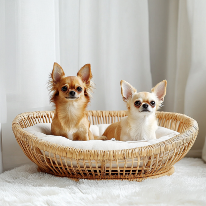 Pet bed, wicker dog bed, cat bed, American-style retro solid wood animal house furniture, Teddy Bichon Frise dog mattress - Image 8