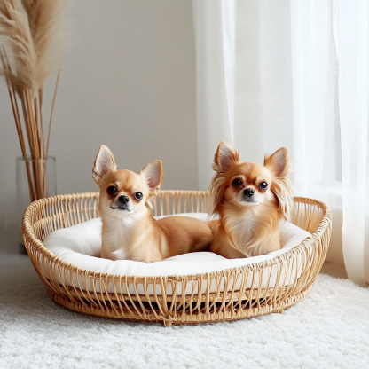 Pet bed, wicker dog bed, cat bed, American-style retro solid wood animal house furniture, Teddy Bichon Frise dog mattress
