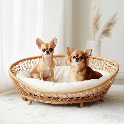 Pet bed, wicker dog bed, cat bed, American-style retro solid wood animal house furniture, Teddy Bichon Frise dog mattress - Image 7
