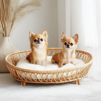 Pet bed, wicker dog bed, cat bed, American-style retro solid wood animal house furniture, Teddy Bichon Frise dog mattress