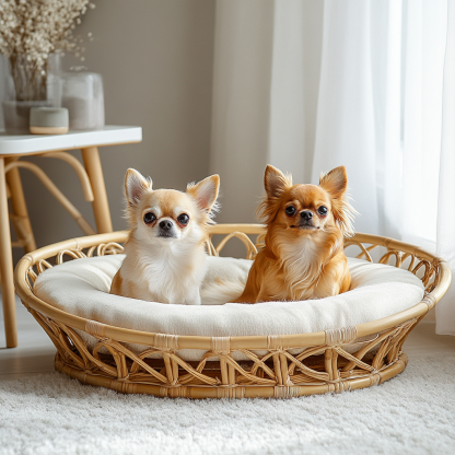 Pet bed, wicker dog bed, cat bed, American-style retro solid wood animal house furniture, Teddy Bichon Frise dog mattress - Image 9