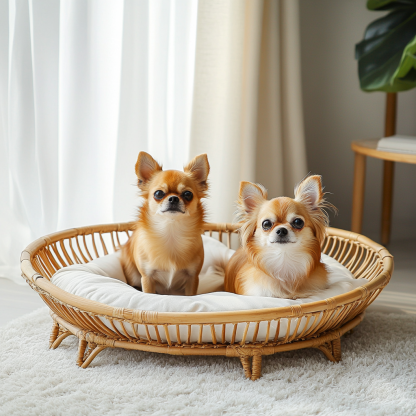 Pet bed, wicker dog bed, cat bed, American-style retro solid wood animal house furniture, Teddy Bichon Frise dog mattress - Image 8