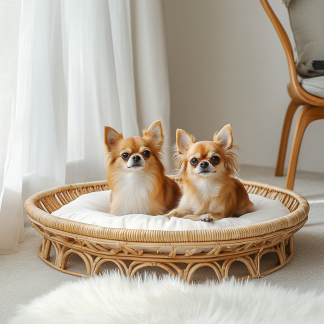 Pet bed, wicker dog bed, cat bed, American-style retro solid wood animal house furniture, Teddy Bichon Frise dog mattress