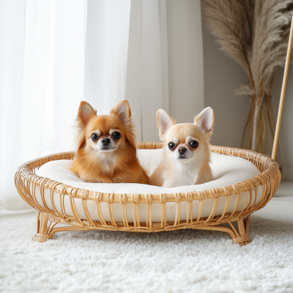 Pet bed, wicker dog bed, cat bed, American-style retro solid wood animal house furniture, Teddy Bichon Frise dog mattress - Image 9