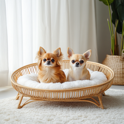 Pet bed, wicker dog bed, cat bed, American-style retro solid wood animal house furniture, Teddy Bichon Frise dog mattress - Image 8