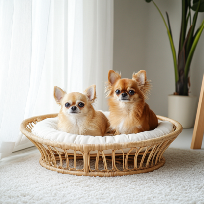 Pet bed, wicker dog bed, cat bed, American-style retro solid wood animal house furniture, Teddy Bichon Frise dog mattress - Image 7
