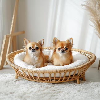 Pet bed, wicker dog bed, cat bed, American-style retro solid wood animal house furniture, Teddy Bichon Frise dog mattress