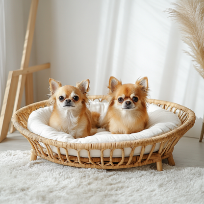 Pet bed, wicker dog bed, cat bed, American-style retro solid wood animal house furniture, Teddy Bichon Frise dog mattress