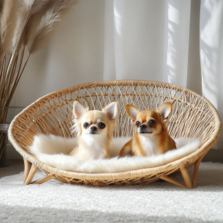 Pet bed, wicker dog bed, cat bed, American-style retro solid wood animal house furniture, Teddy Bichon Frise dog mattress