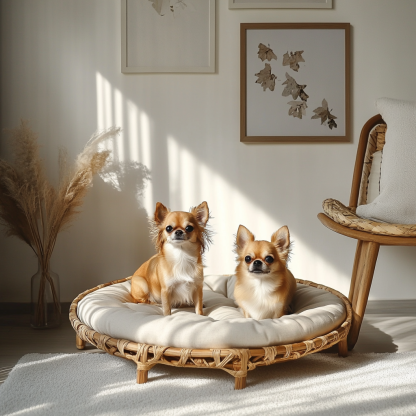 Pet bed, wicker dog bed, cat bed, American-style retro solid wood animal house furniture, Teddy Bichon Frise dog mattress - Image 4