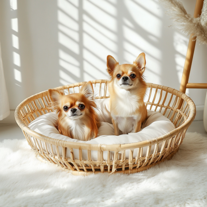 Pet bed, wicker dog bed, cat bed, American-style retro solid wood animal house furniture, Teddy Bichon Frise dog mattress - Image 7