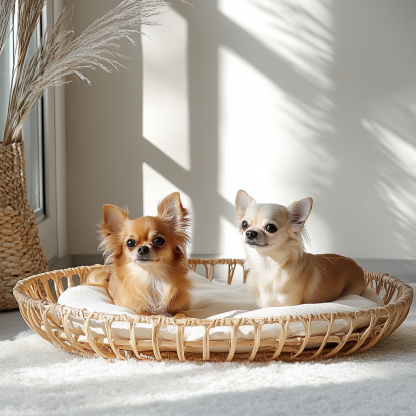 Pet bed, wicker dog bed, cat bed, American-style retro solid wood animal house furniture, Teddy Bichon Frise dog mattress - Image 3