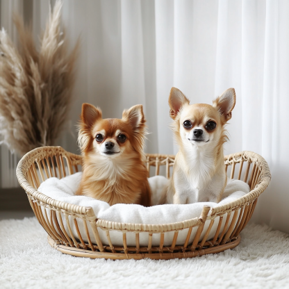 Pet bed, wicker dog bed, cat bed, American-style retro solid wood animal house furniture, Teddy Bichon Frise dog mattress - Image 4