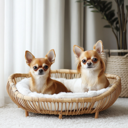Pet bed, wicker dog bed, cat bed, American-style retro solid wood animal house furniture, Teddy Bichon Frise dog mattress - Image 2