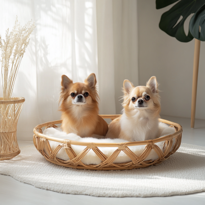 Pet bed, wicker dog bed, cat bed, American-style retro solid wood animal house furniture, Teddy Bichon Frise dog mattress - Image 9