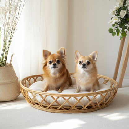 Pet bed, wicker dog bed, cat bed, American-style retro solid wood animal house furniture, Teddy Bichon Frise dog mattress - Image 8