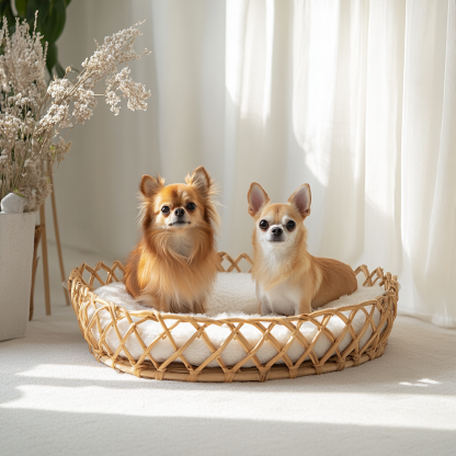 Pet bed, wicker dog bed, cat bed, American-style retro solid wood animal house furniture, Teddy Bichon Frise dog mattress - Image 7