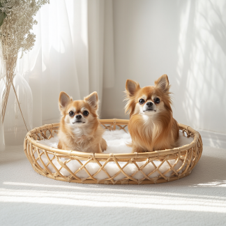 Pet bed, wicker dog bed, cat bed, American-style retro solid wood animal house furniture, Teddy Bichon Frise dog mattress