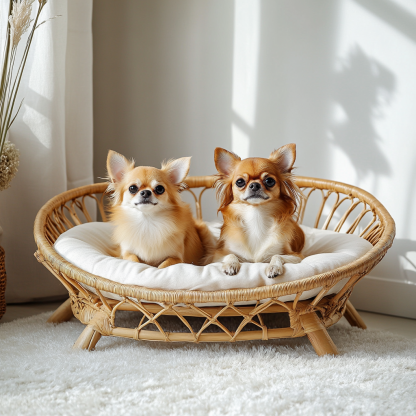 Pet bed, wicker dog bed, cat bed, American-style retro solid wood animal house furniture, Teddy Bichon Frise dog mattress - Image 7